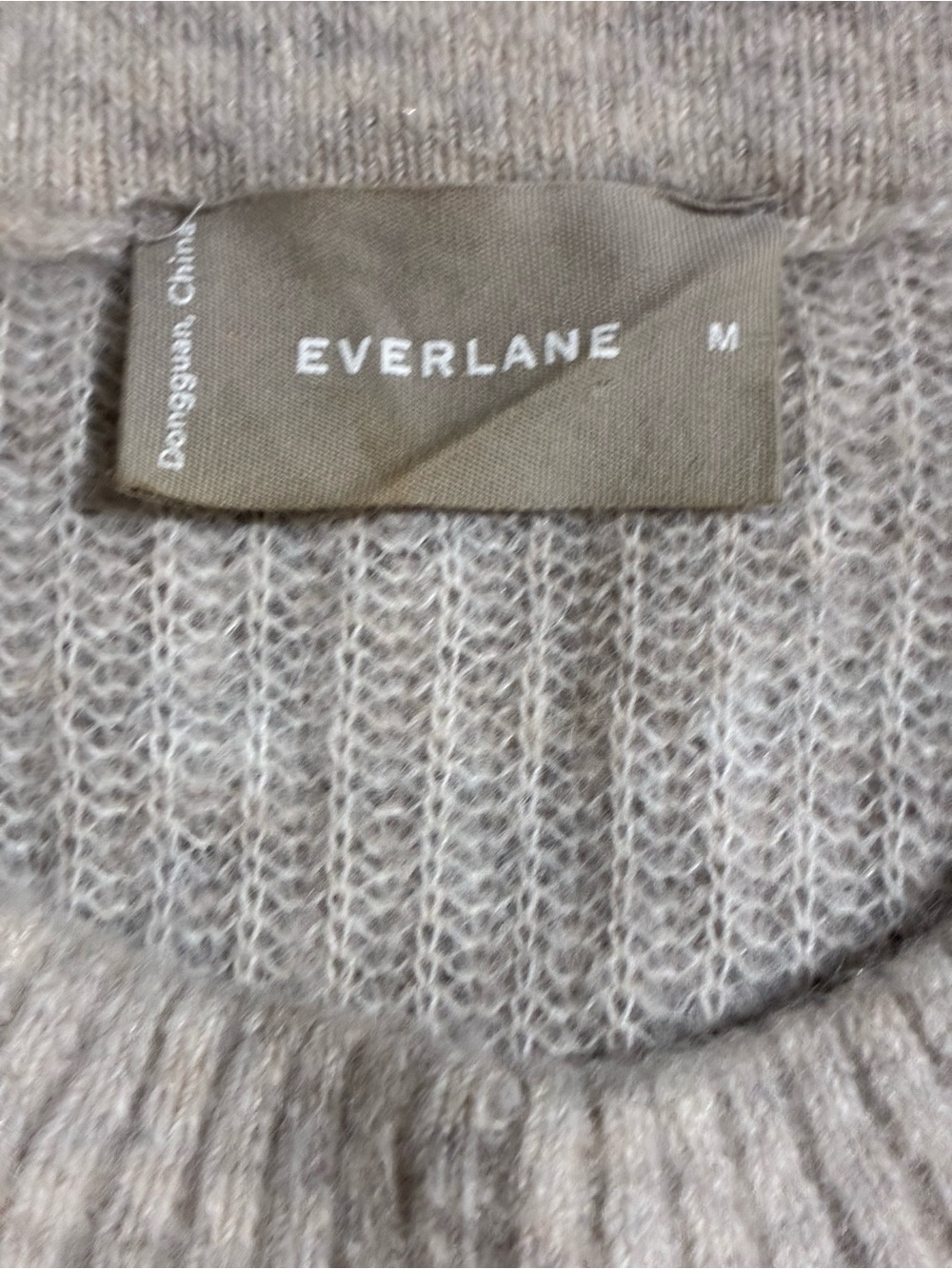 Everlane Alpaca Cocoon Crew Neck Soft Gray Merino Ribbed Sweater - Picture 4 of 5